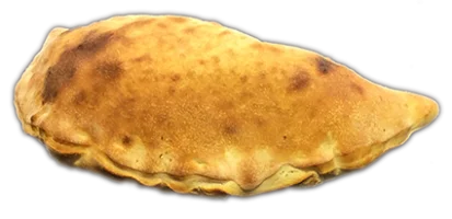 Gevulde pizza met kaas, shoarmavlees, uien, paprika en champignons 